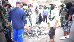 Kodim 1506/Namlea Lakukan Penghijauan dan Pembersihan Sampah