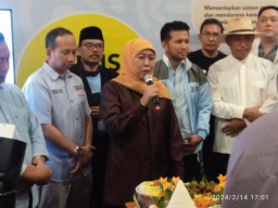 Meriahnya TKD Prabowo Gibran Jatim Sambut Kemenangan Prabowo Gibran Bersama Khofifah dan Emil Dardak