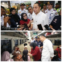 Wali Kota Eri Cahyadi Pastikan Puncak Arus Mudik Transportasi Kereta Api di Stasiun Gubeng Berjalan Lancar