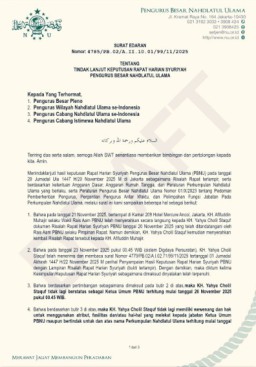 Baca juga : Konflik Internal Memuncak, PBNU Nyatakan KH Yahya Cholil Staquf Tak Lagi Jabat Ketua Umum