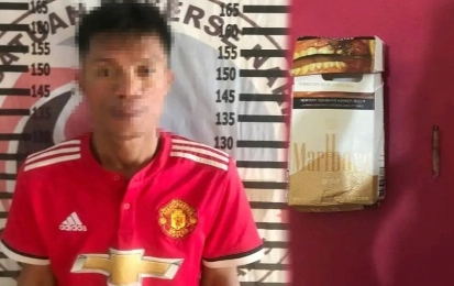 Tersangka sabu dan barang bukti 