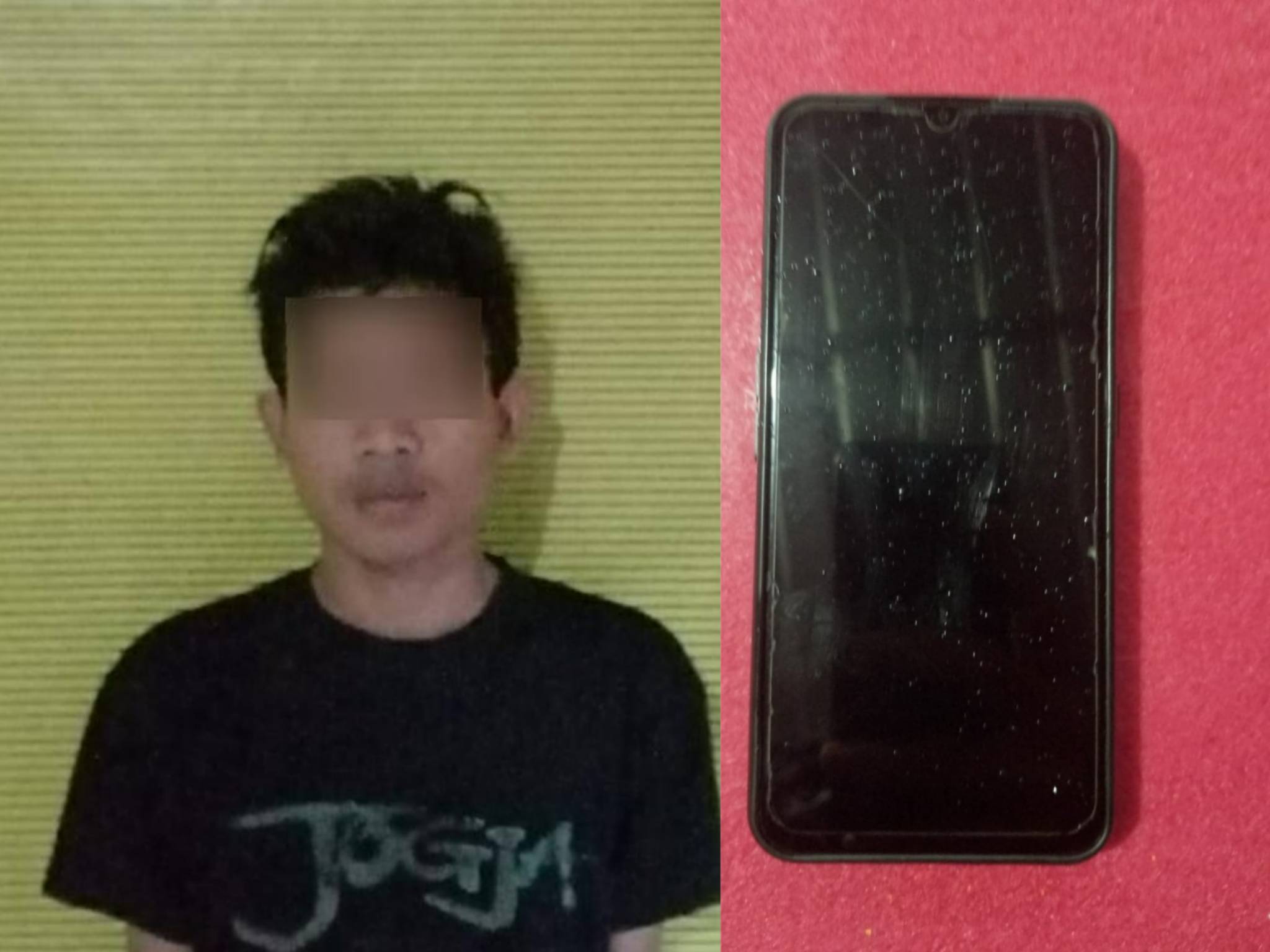 Pelaku jambret dan barang bukti di Polsek Genteng