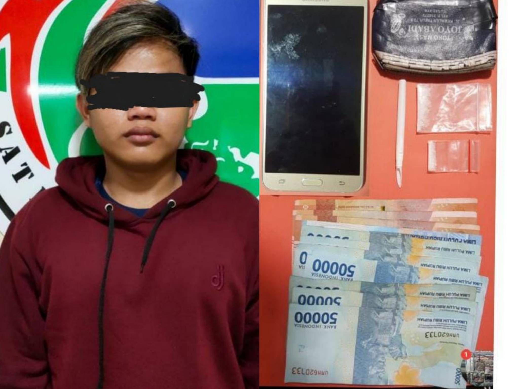 Pelaku sabu dan barang bukti yang diamankan