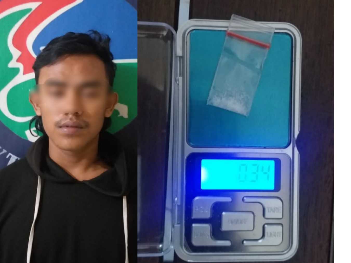 Pelaku dan barang bukti sabu di Polsek Sukolilo