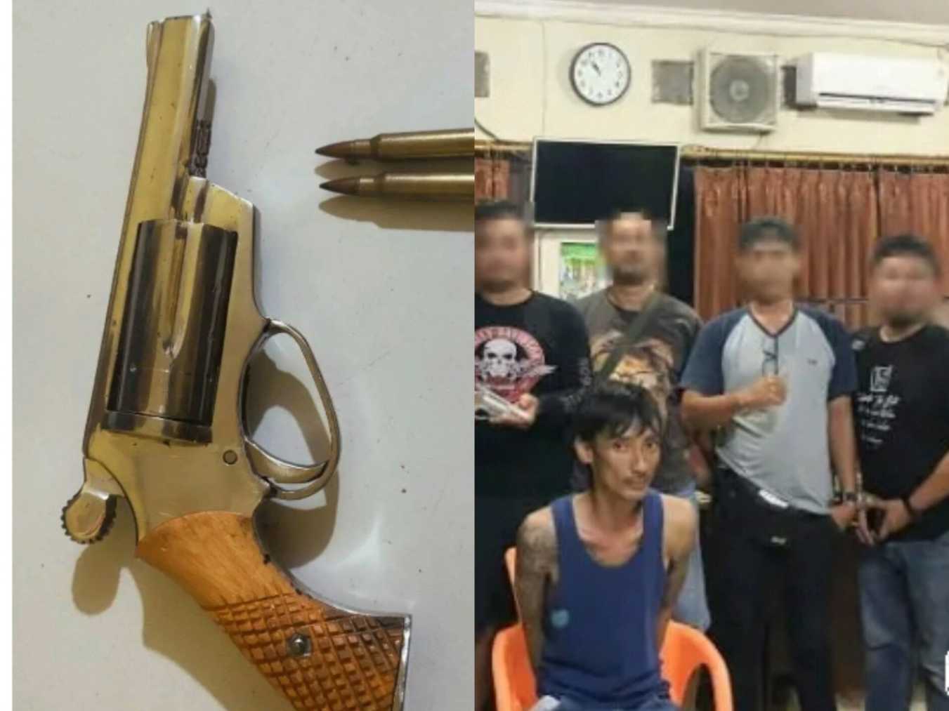 Pelaku dan barang bukti pistol rakitan