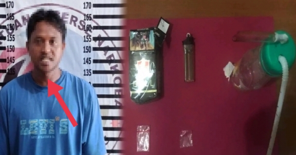 Pelaku dan barang bukti sabu