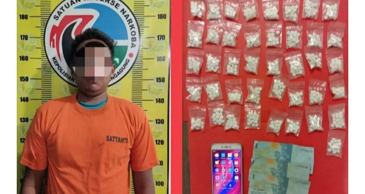 Pengedar Koplo dan barang buktinya