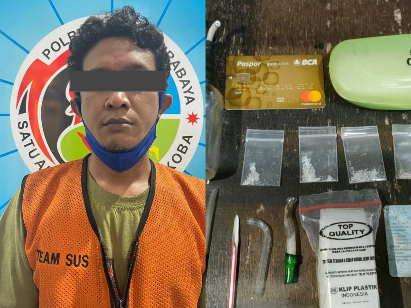 Pelaku sabu dan barang bukti yang disita