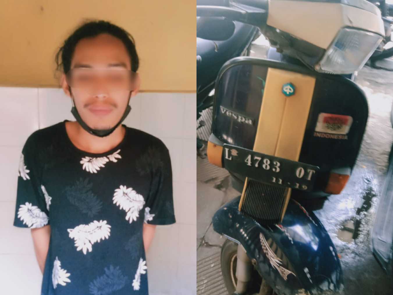 Pelaku pencurian Vespa dan barang buktim