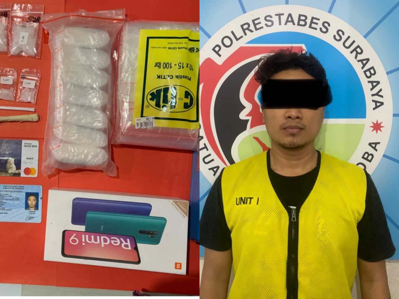 Pelaku dan barang bukti sabu dan pil koplo