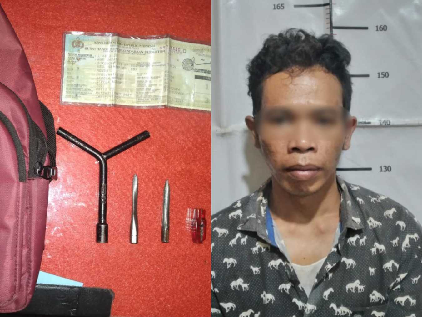 Pelaku dan barang bukti yang diamankan Polisi