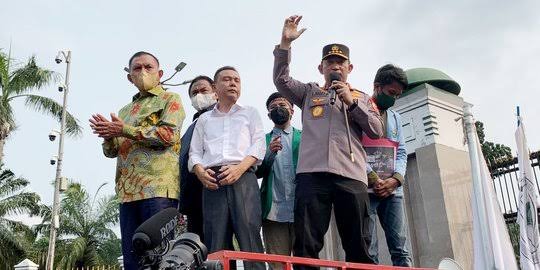 Pimpinan DPR RI, Sufmi Dasco , Rahmat Gobel dan Lodewijk di dampingi Kapolri RI, Jenderal Listyo Sigit Prabowo 
