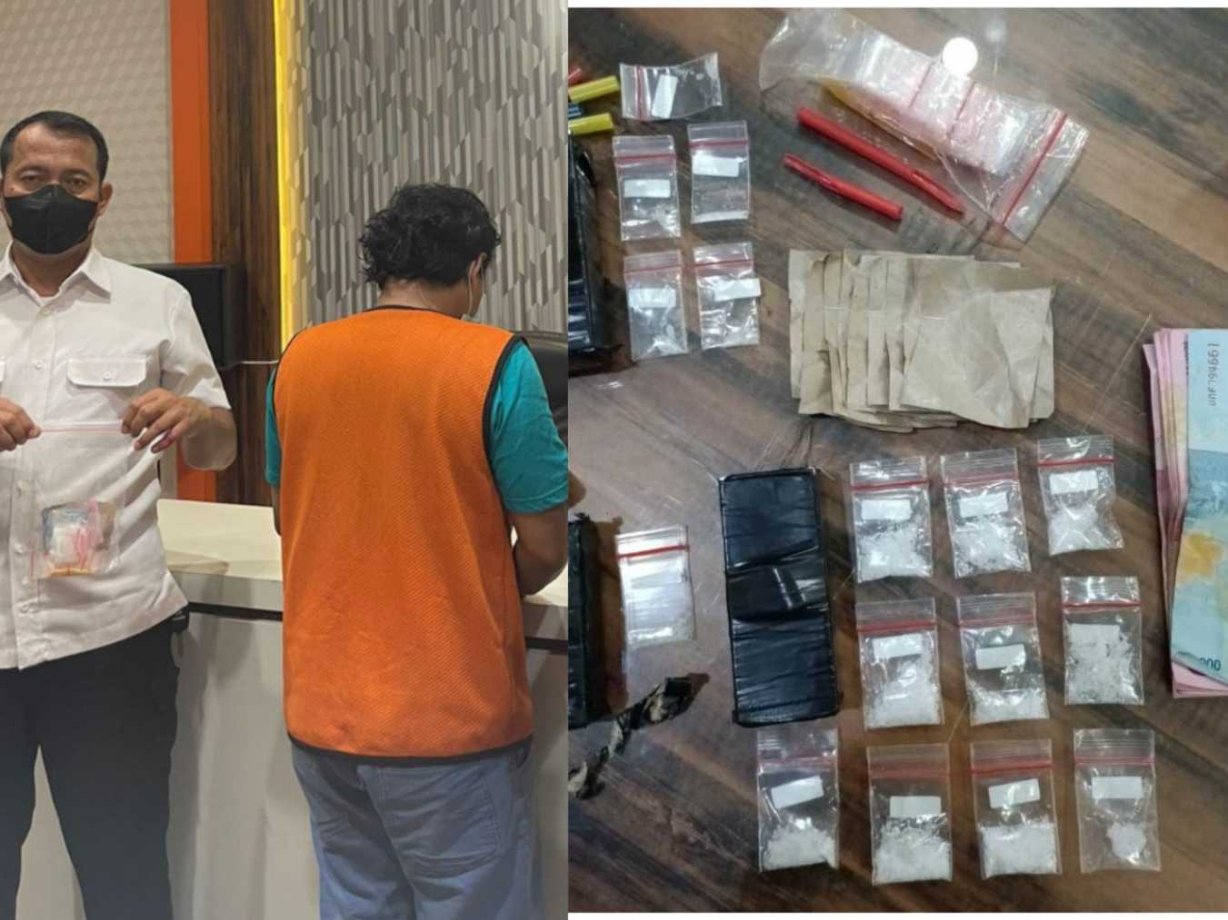 Pelaku pengedar sabu berikut barang bukti 
