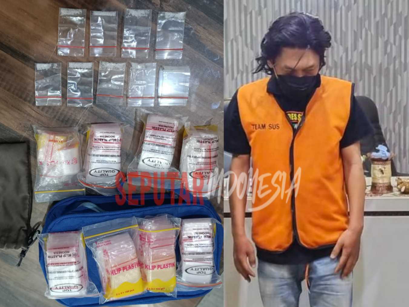 Pelaku dan barang bukti sabu