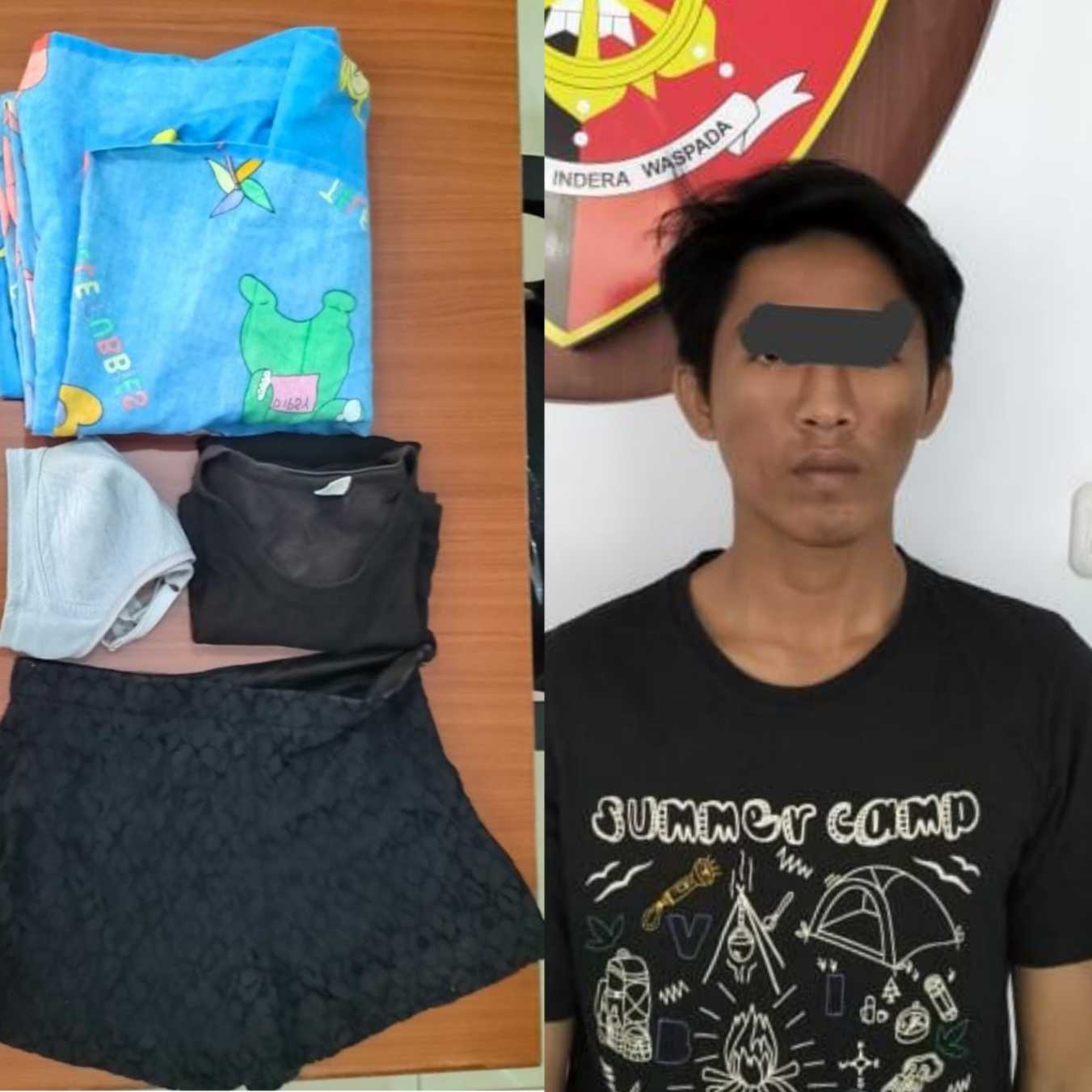 Pelaku cabul dan barang bukti yang diamankan 