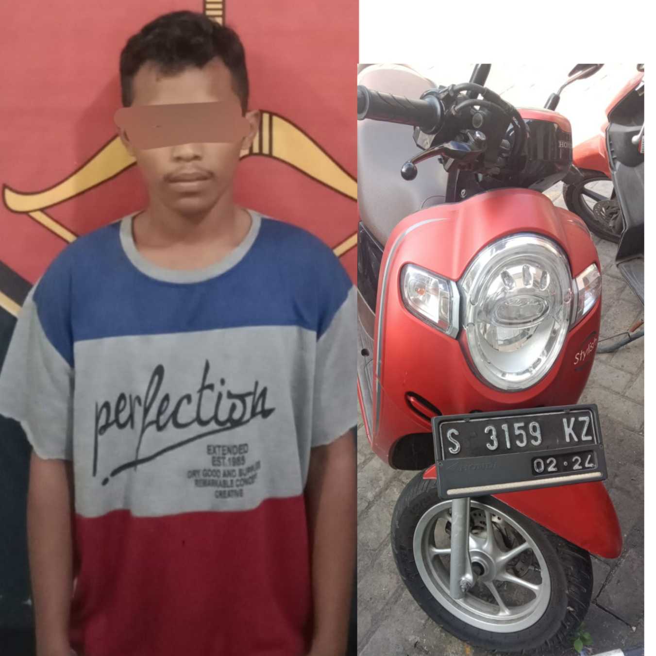 Pelaku pencurian dan barang bukti yang diamankan 