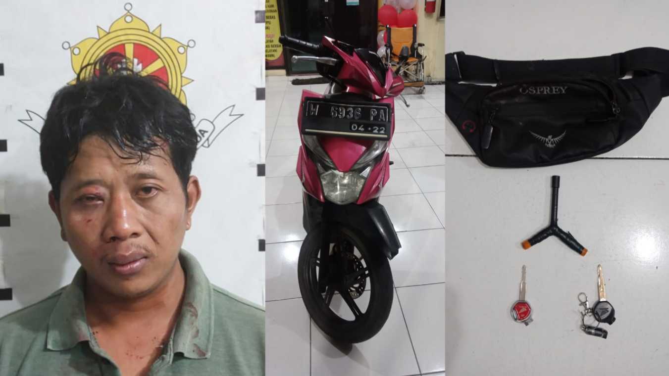 Pencuri motor dan barang bukti di Polsek Karangpilang Surabaya
