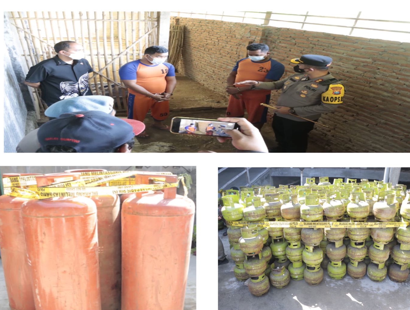 Polisi saat grebek pengoplosan LPG di Jombang 