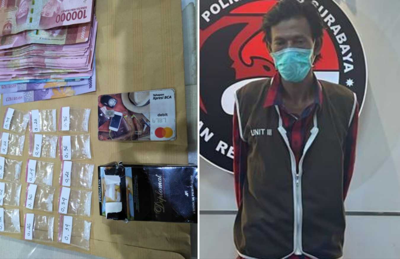 Tersangka penjual sabu di Surabaya brrikut barang bukti