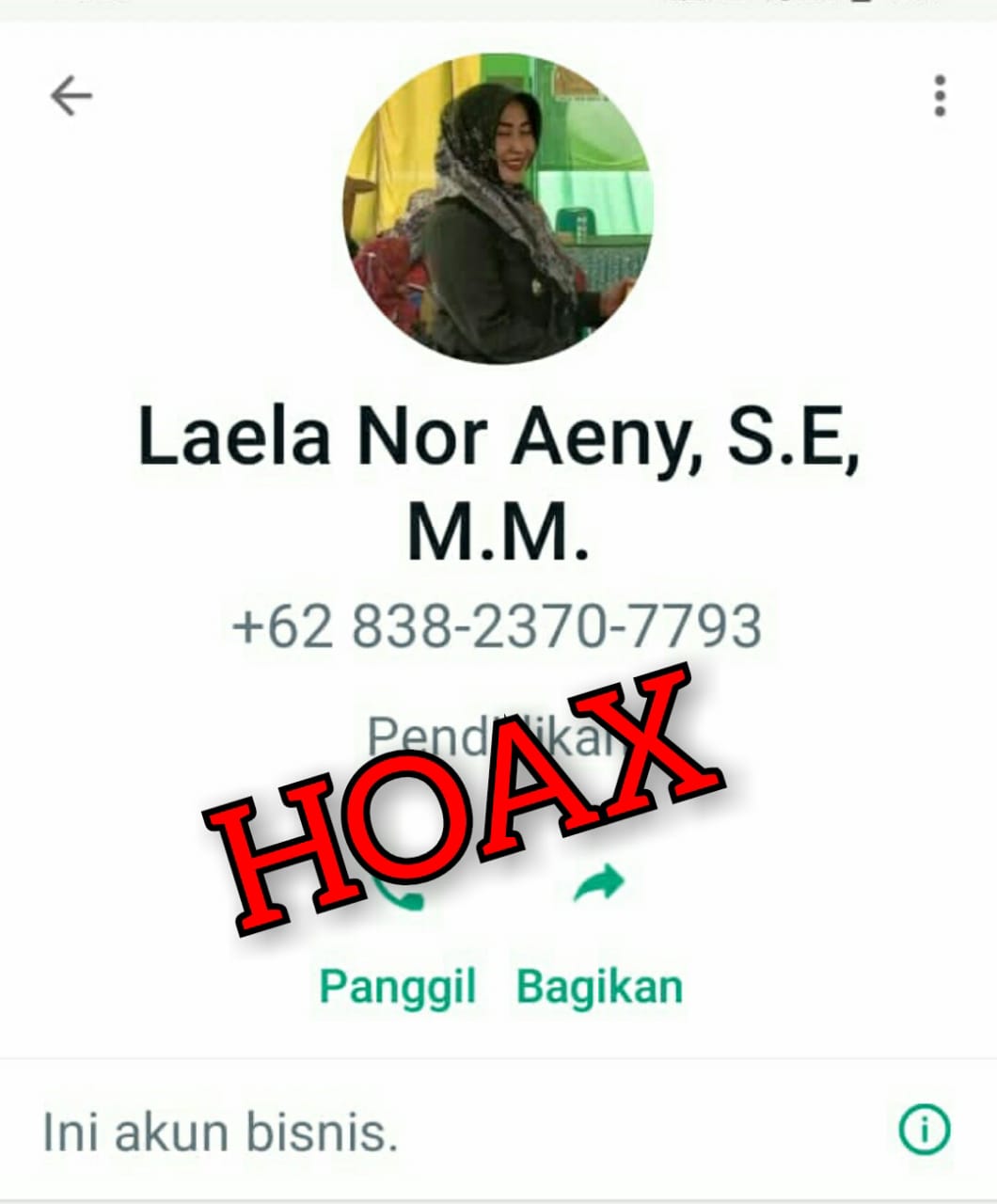 Nomer penipuan yang mengatasnamakan Camat Sugihwaras