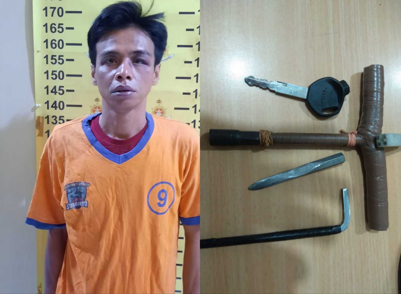 Pelaku dan barang bukti yang diamankan Polsek Gubeng