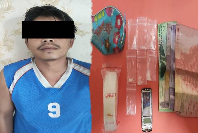 Pelaku dan barang bukti sabu milik Pria warga Simo