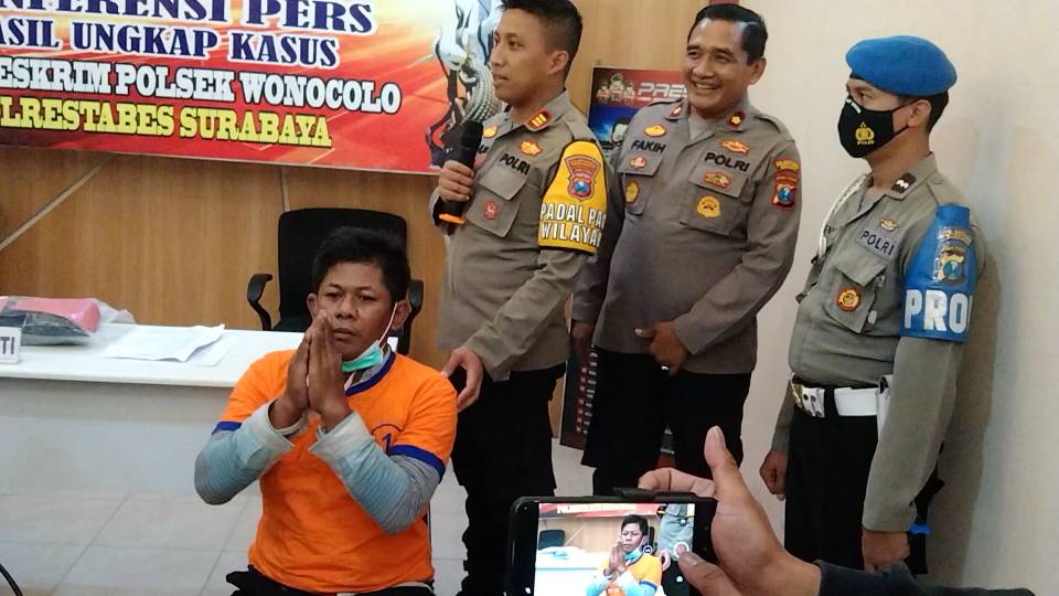 Pelaku pencurian kabel yang viral di Polsek Wonocolo Surabaya