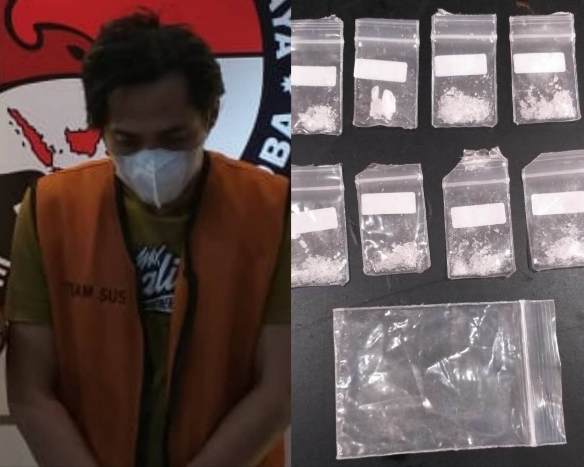 Pelaku dan barang bukti sabu yang diamankan Polrestabes Surabaya 