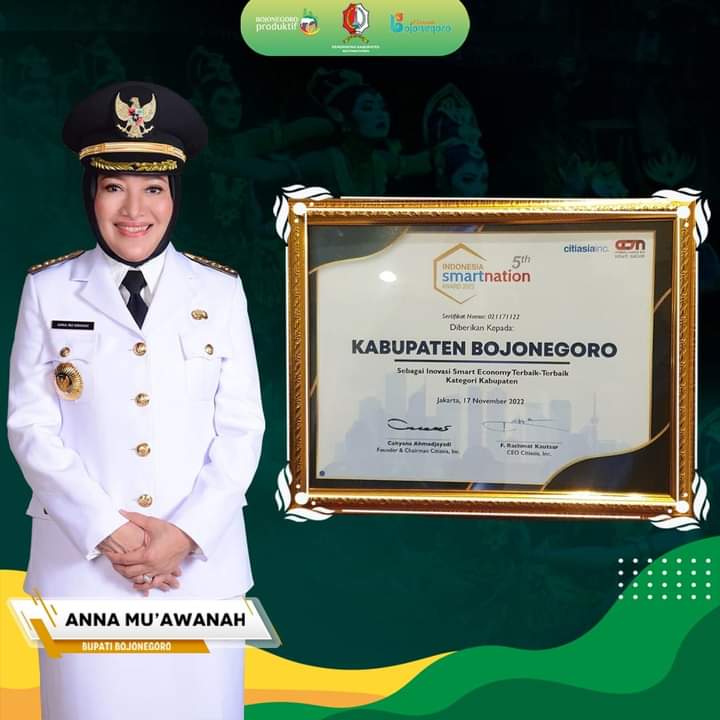 Bojonegoro mendapat penghargaan inovasi Smart Economy Terbaik