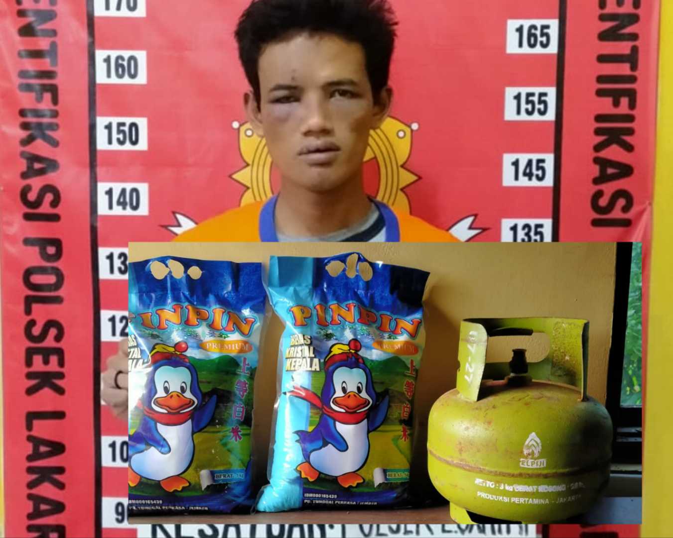 Pelaku pencuri beras dan LPG yang diamankan Polsek LakarSantri