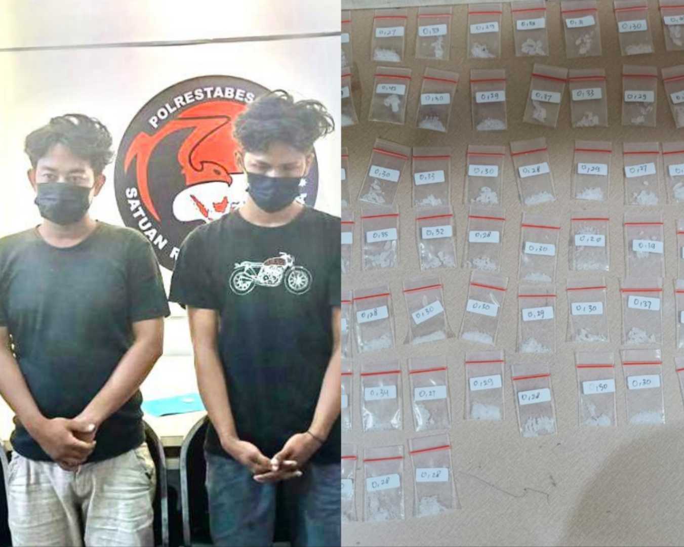 Pelaku dan barang bukti ratusan poket sabu