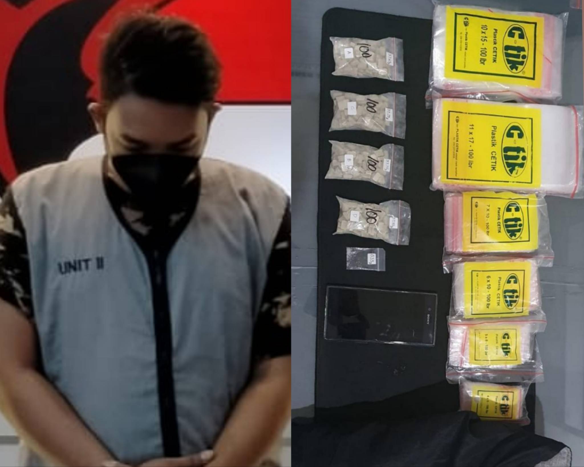 Pelaku dan barang bukti yang diamankan Polisi Surabaya