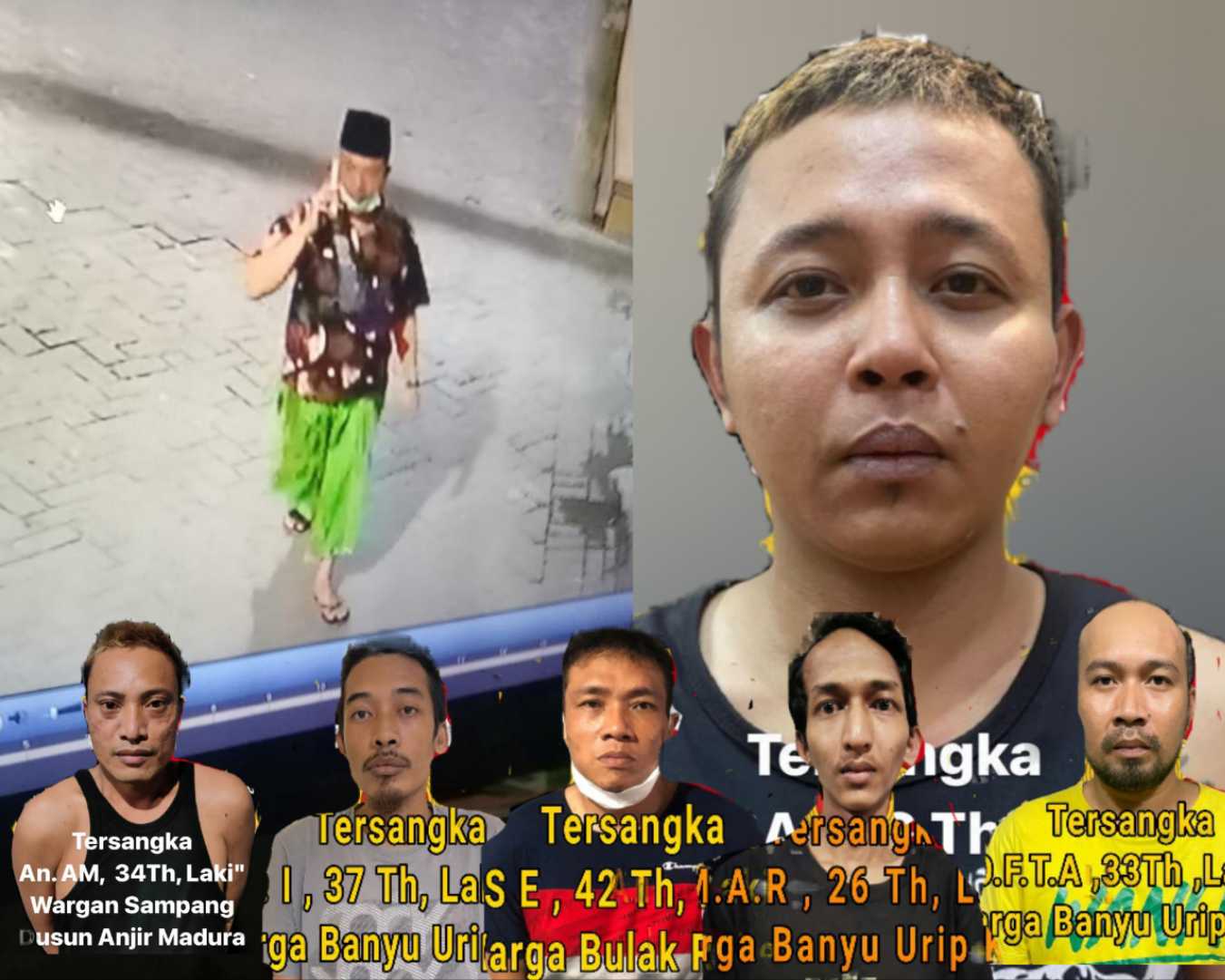 Enam pencuri motor dan saat terekam kamera CCTV