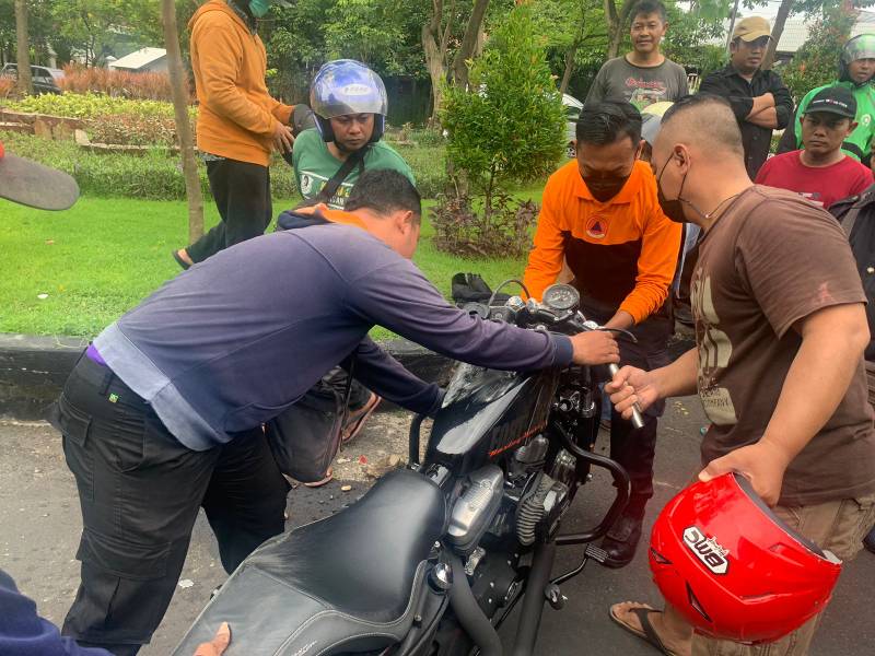 Korban tertabrak Harley Davidson dilokasi kejadian