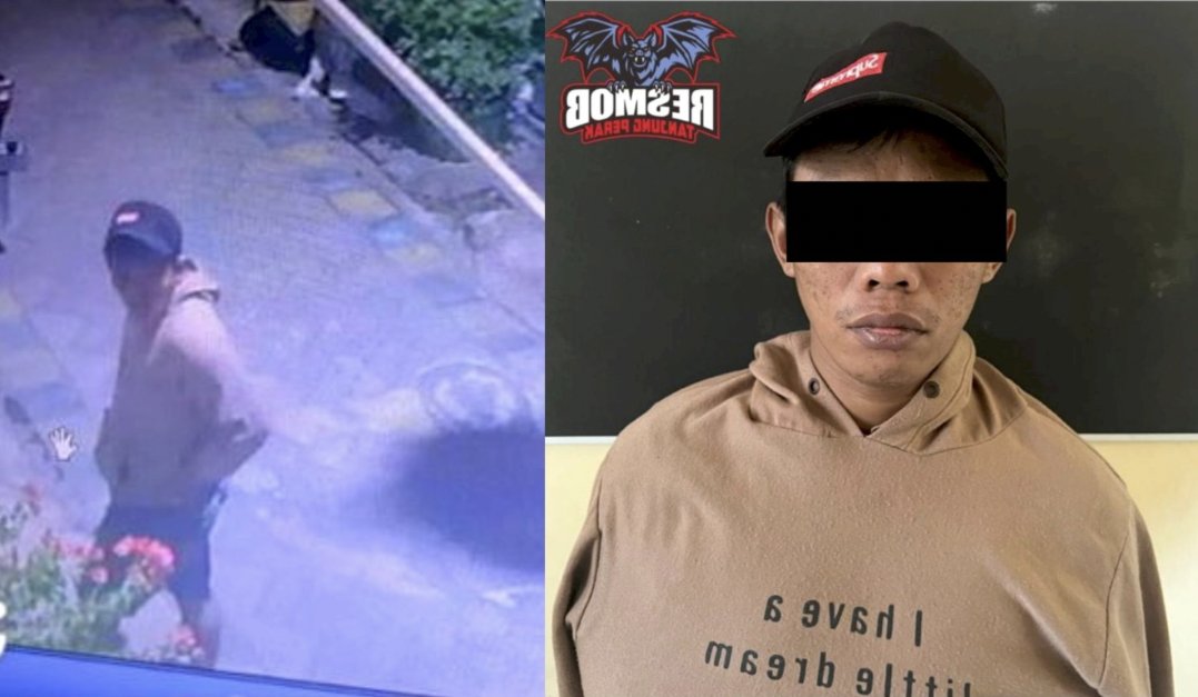 Pencuri sepeda motor yang tertangkap Polres Tanjung Perak dan terekam kamera CCTV 