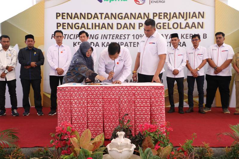 Penandatanganan Perjanjian Pengalihan dan Pengelolaan PI 10 % Wilayah Kerja Blok B kepada Pemkab Aceh Utara