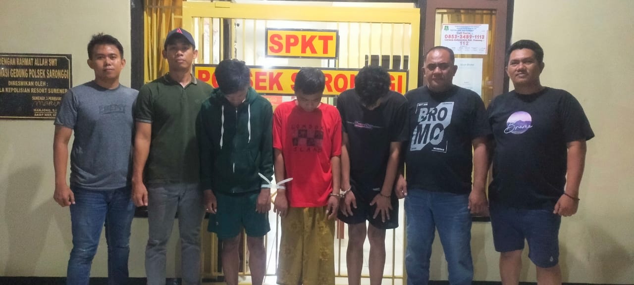 Tiga pencuri kabel diapit anggota Polres Sumenep 