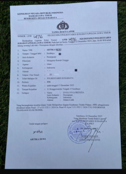 Bukti laporan kepolisian 