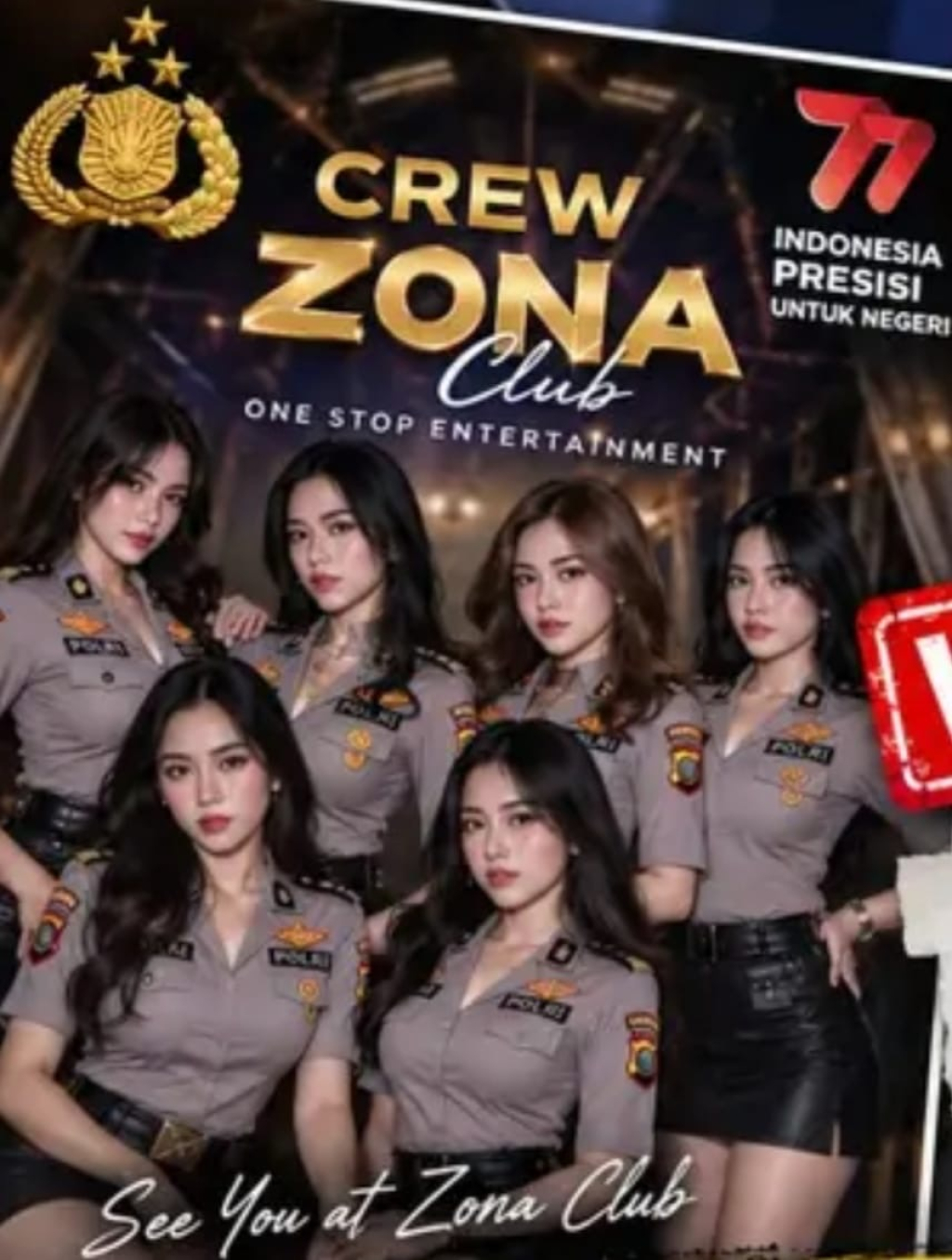 TNI / POLRI Viral Poster Zona Club Kenakan Seragam Polri, Lima Karyawan Diperiksa Polsek Genteng